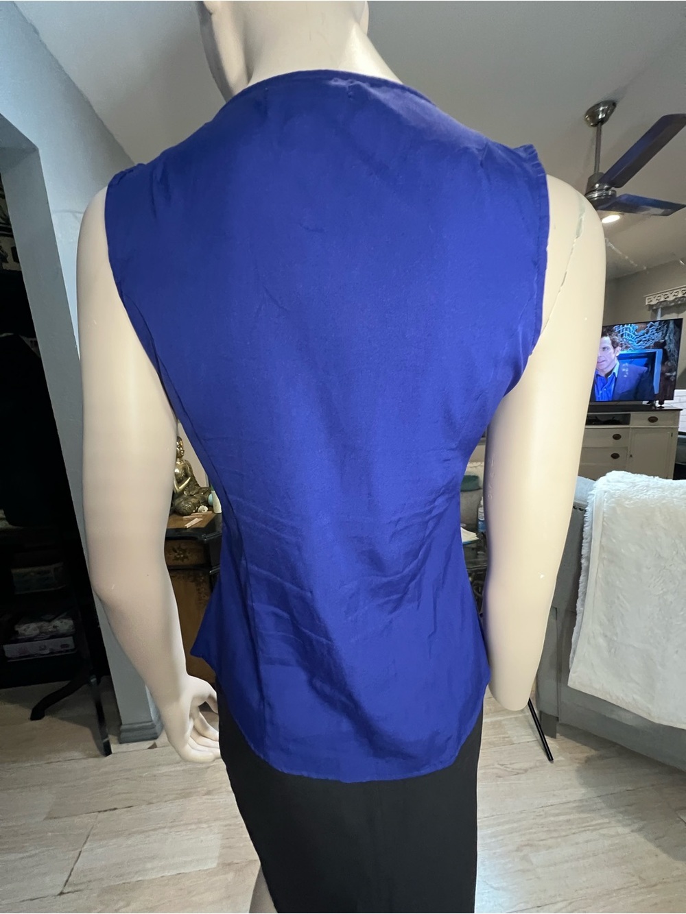 Banana republic Sleeveless Ruffled Button-Front Top - Royal Blue - Picture 8 of 11
